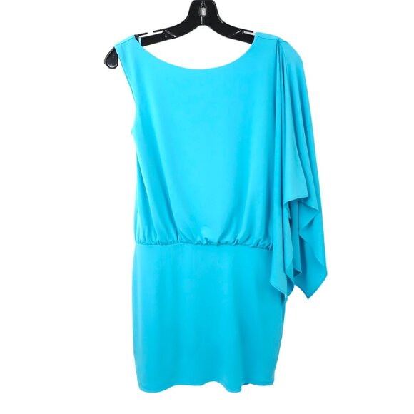 Max And Cleo One Shoulder Flowy Sleeve Dress Womens Size 4 Above Knee Stretchy - Picture 3 of 16
